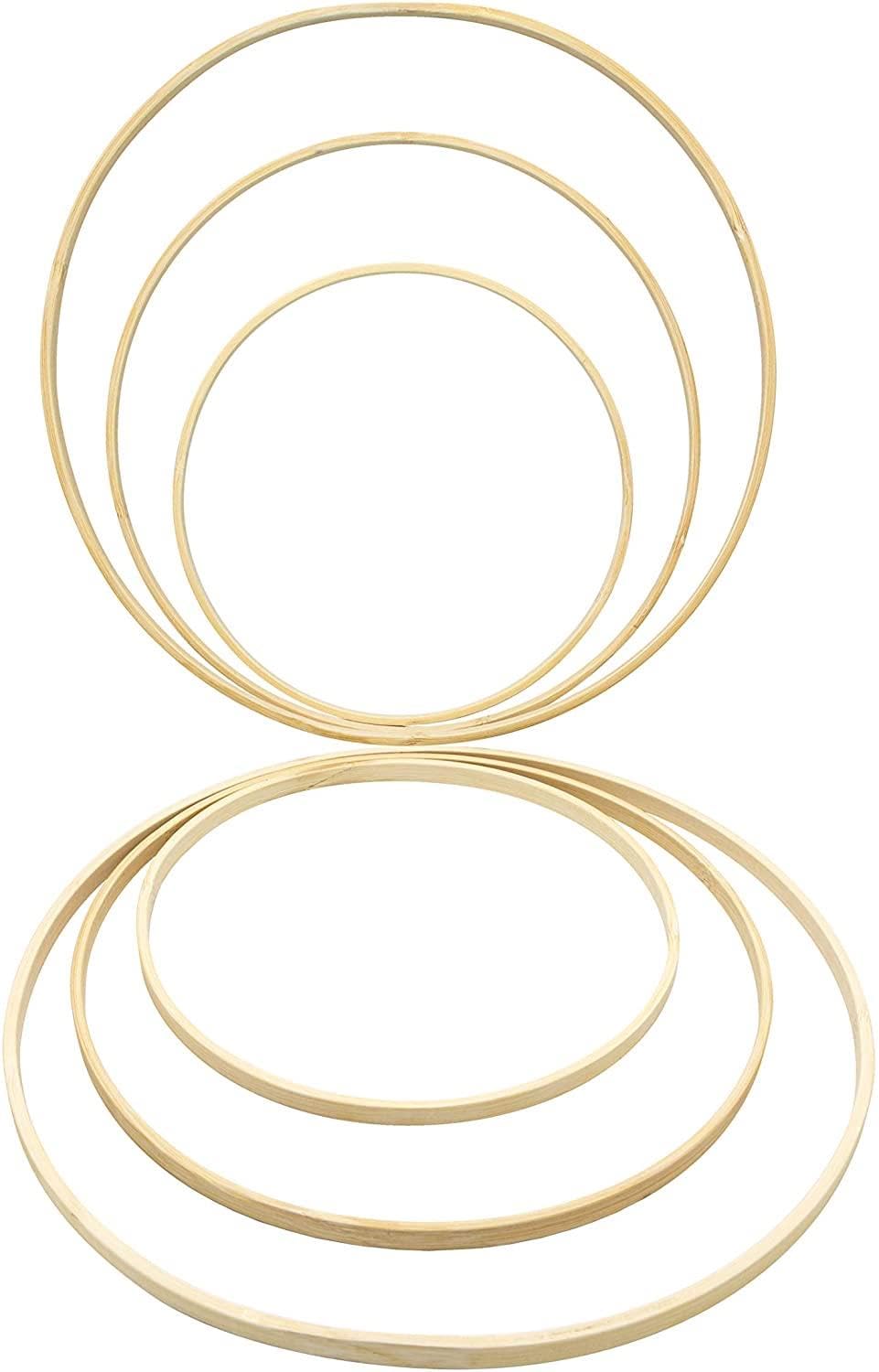 Set di 3 anelli in legno di bambù, 50 cm