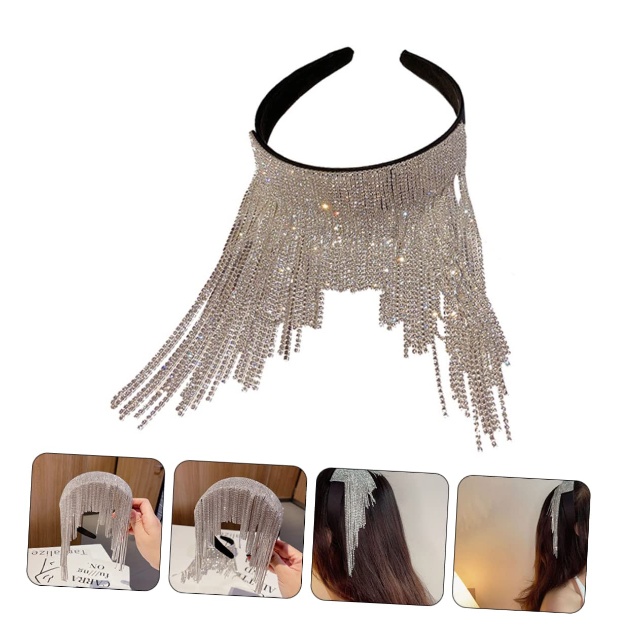 FRCOLOR 3 Pz Fascia Per Cerchietti Bambina Paillettes Mancare Strass Moda