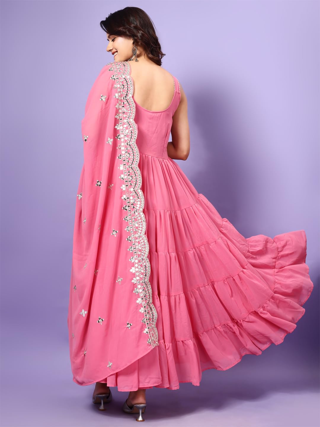 Fashion Basket Georgette Anarkali Dress For Women Purple