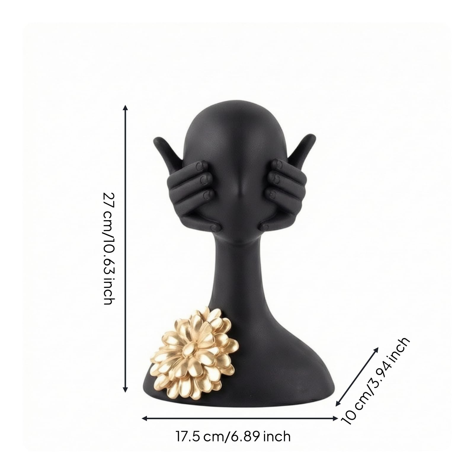 rockible Busto con Fiore Moderno Statuetta Concettuale Dorata Scultura Moderna per Amanti Del Design, Ufficio, style to 1