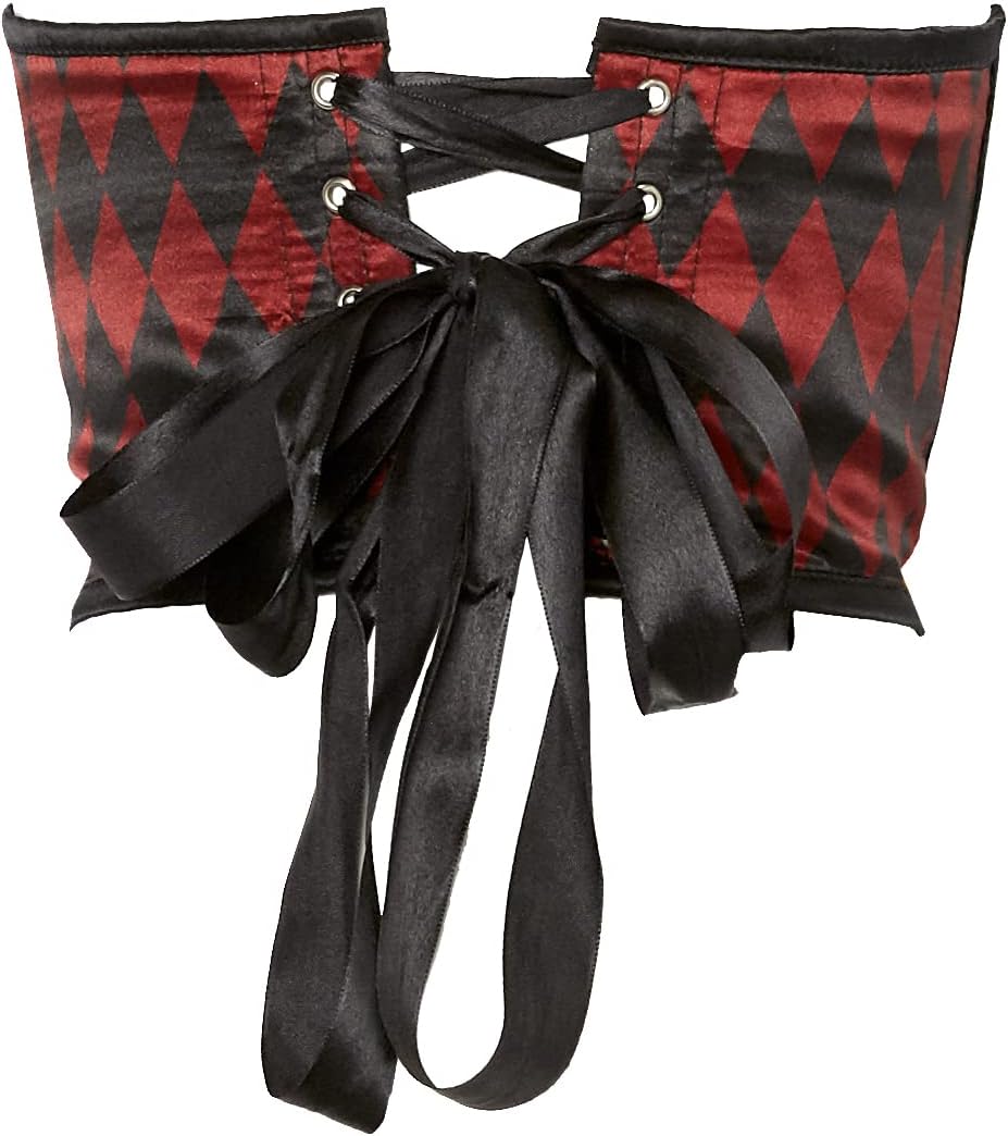 Daisy corsets Women's Lavish Black & Red Diamond Satin Open Cup Waist Cincher