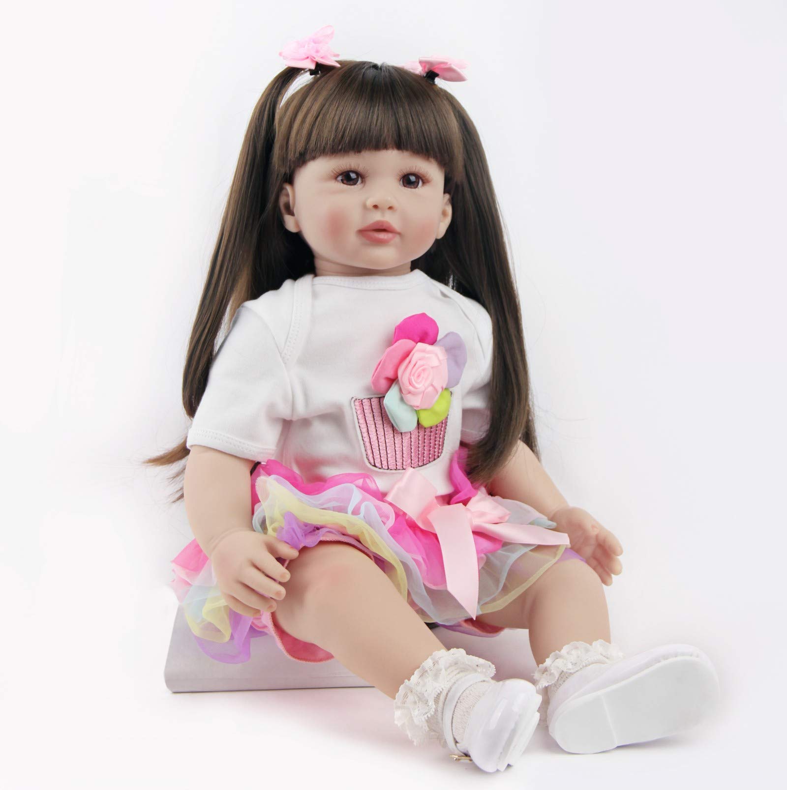 ZIYIUI Bambola Reborn Femmina 24 Pollici 60 cm Realistico Vinile Silicone Morbido Simulazione Bambino Bambole Reborn Toddler Babies Regalo di Natale Compleanno Giocattoli （24 Pollici）