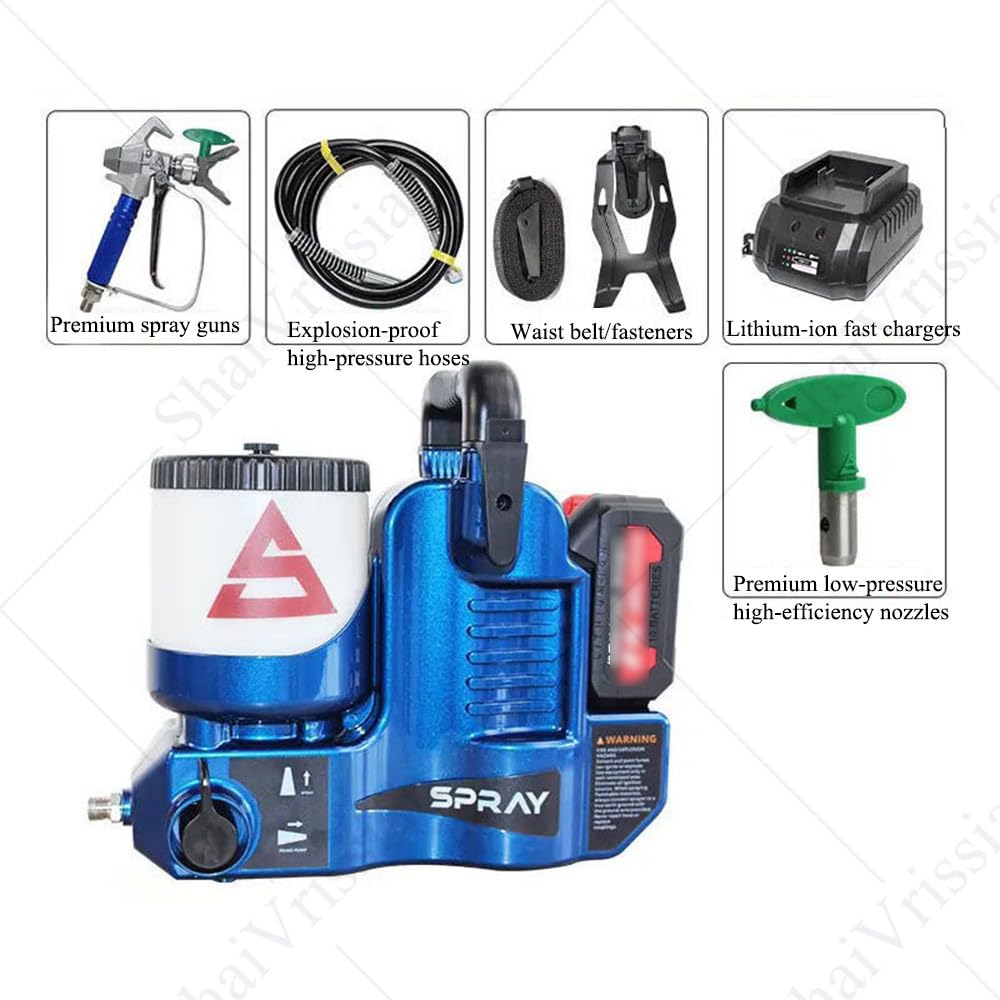 Wysokociśnieniowy Natrysk Airless O Mocy 500 W, Regulowany Przepływ, Zabezpieczenie Przed Przeciążeniem, Dysza Rozpylająca, Do Mebli Ogrodowych, Dużych Projektów DIY Red