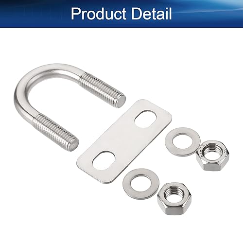 Miniatura 4 de Bettomshin 2 pernos en U 304SS, 1.06 pulgadas (1.063 in) de ancho x 1.1 pulgadas de longitud de rosca, pernos en U curvados redondos M10 w arandelas