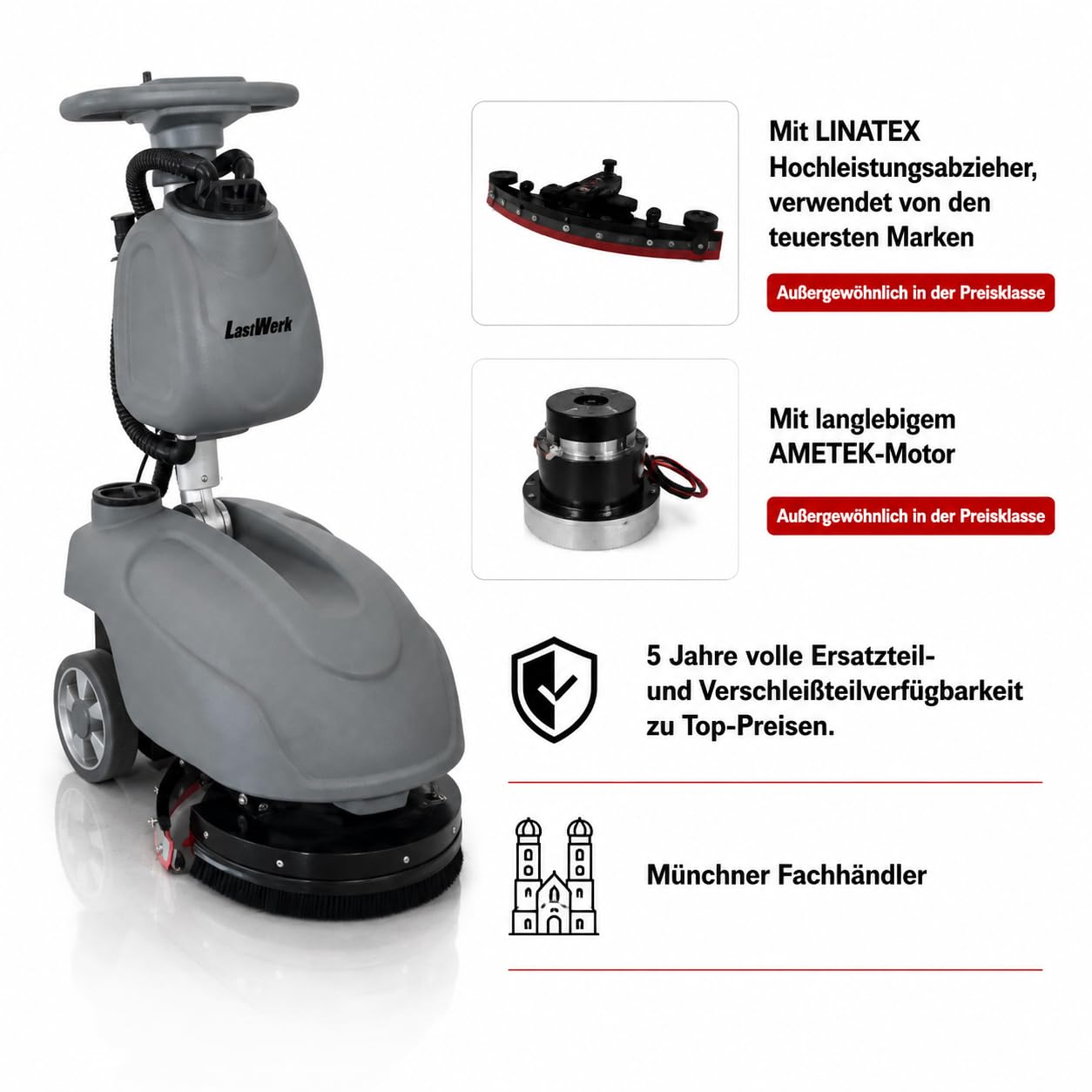 Hydromax X1 Scheuersaugmaschine – 3-in-1 Schrubben, Reinigen & Absaugen, 10 L /15 L Wassertank, 24 V/32 Ah Akku, 300 W Bürstenmotor, 400 W Saugmotor, bis 1.350 m²/h, Grau