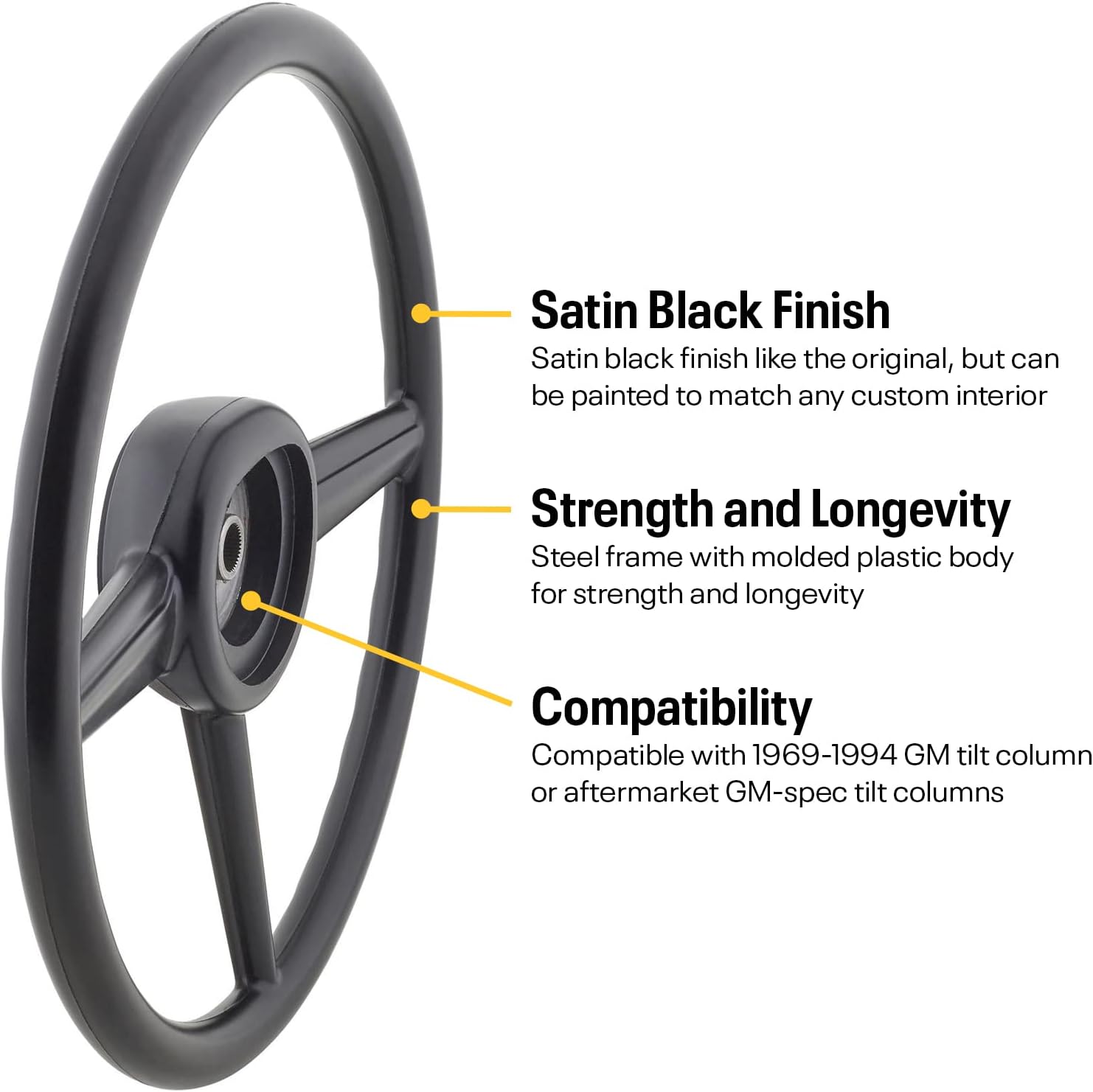 47-54 Compatible with Chevy Truck Power Steering Wheel, 15" for GM Tilt Column