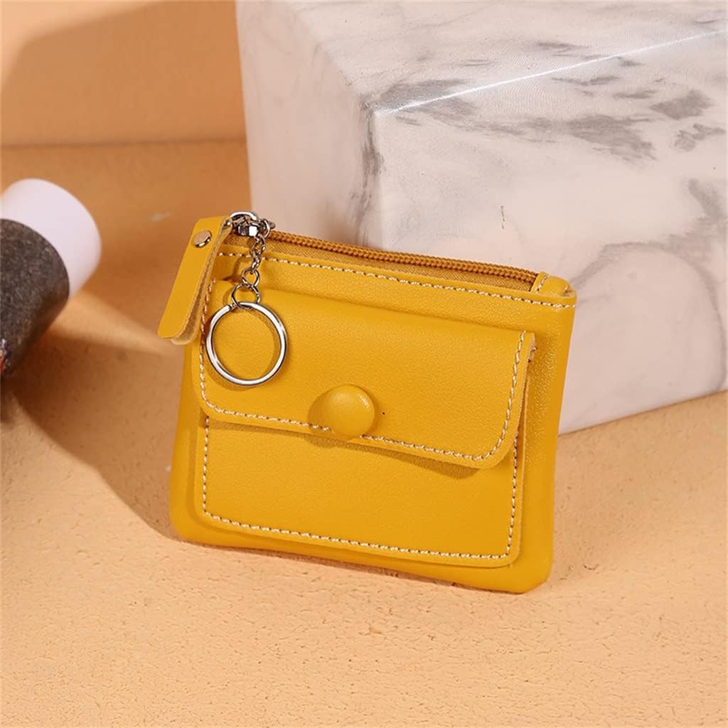 Wallet Women Pu Leather Solid Color Button Mini Coin Purse Casual Small Card Wallets(white-Dinosaur Doodle4)