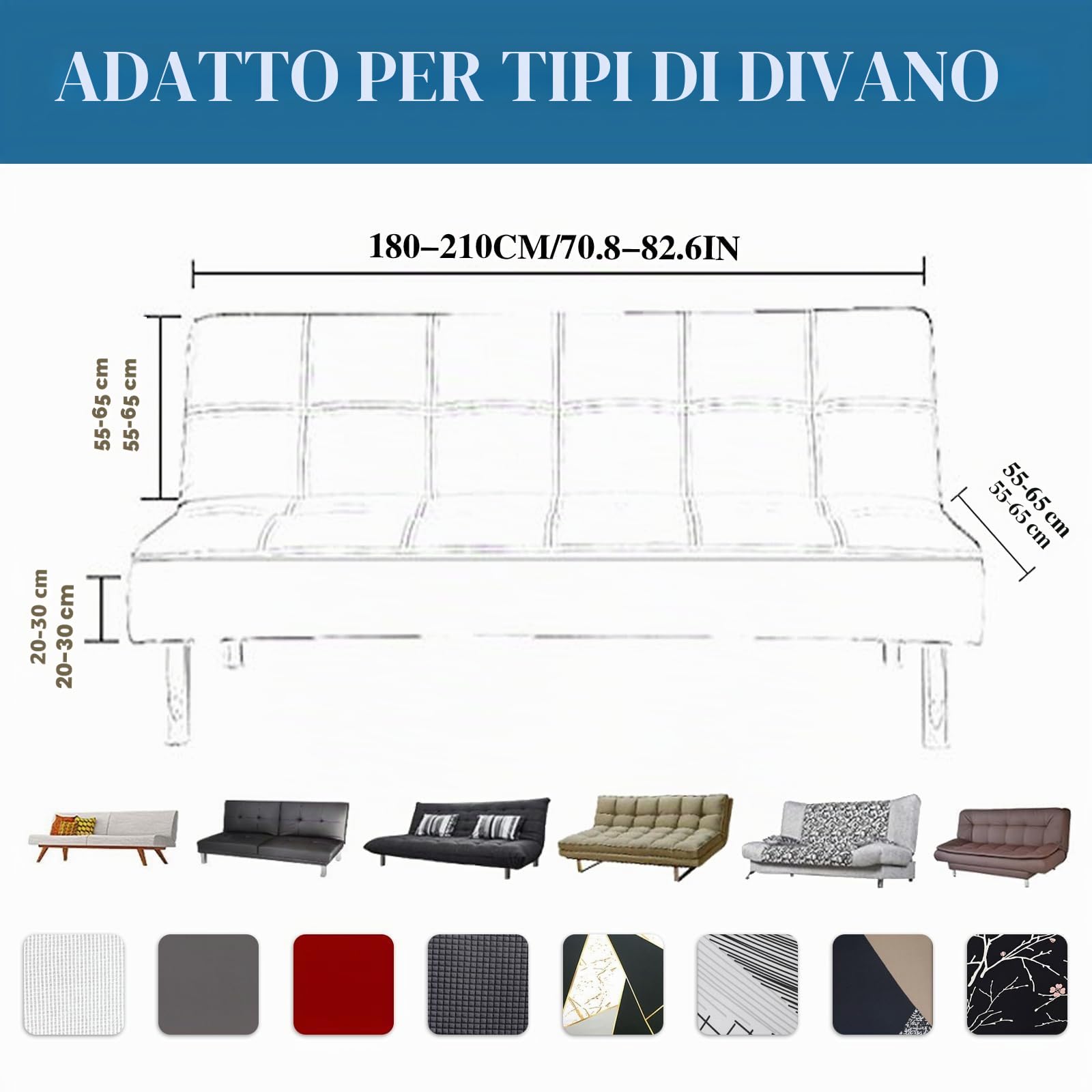 Jaotto Copridivano Clic Clac estensibile a 3 posti, fodera per divano senza braccio, elastica, in spandex, protezione per divano letto universale,Linea Bianca