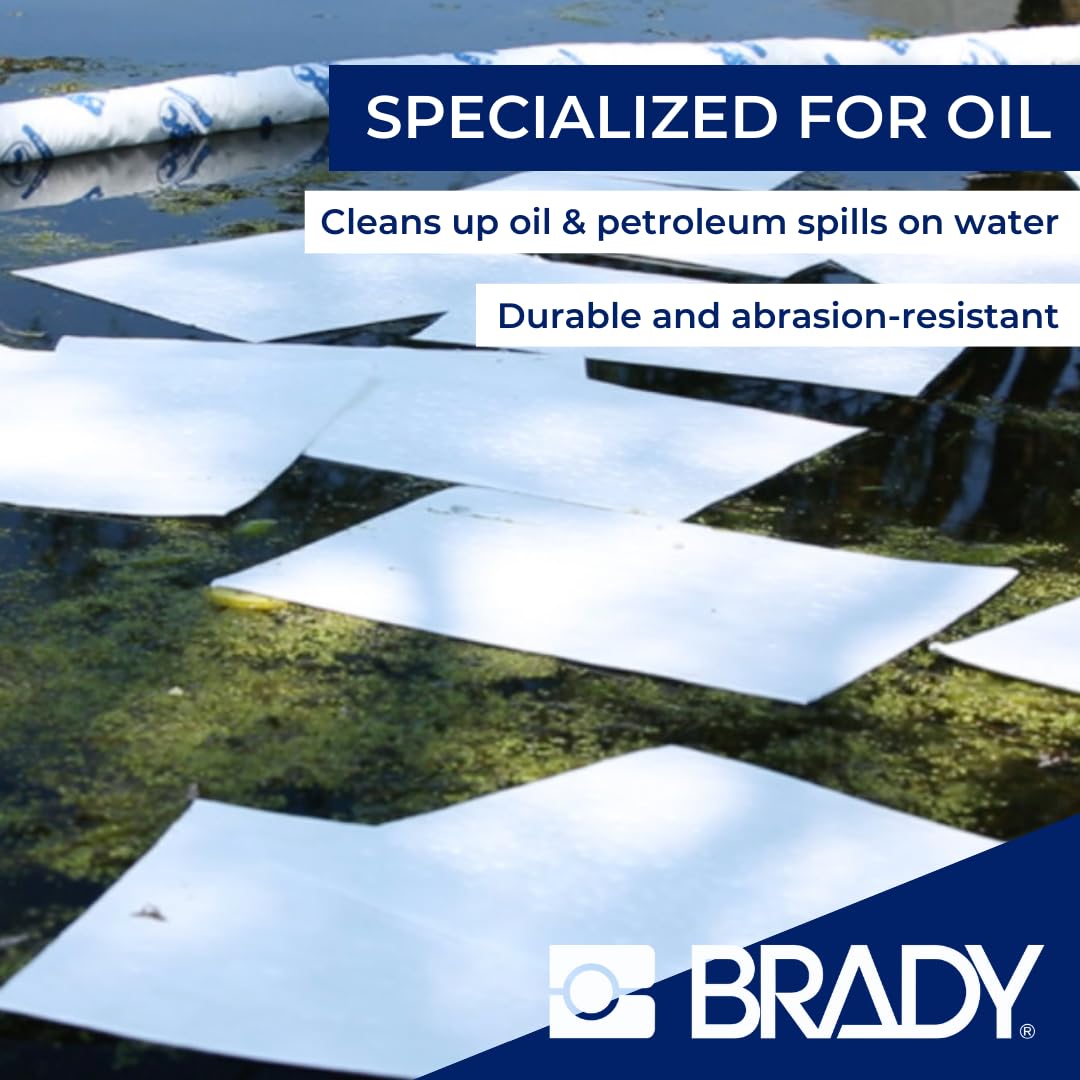 SPC® by Brady Almohadillas Absorbentes de Aceite – Pack de 200, Ligeras, 1 Capa, con Tecnología MAXX para Alta Absorción y Bajos Costos de Eliminación, 40 cm x 50 cm