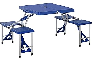 Outsunny Folding Kid Picnic Table with Umbrella Shade