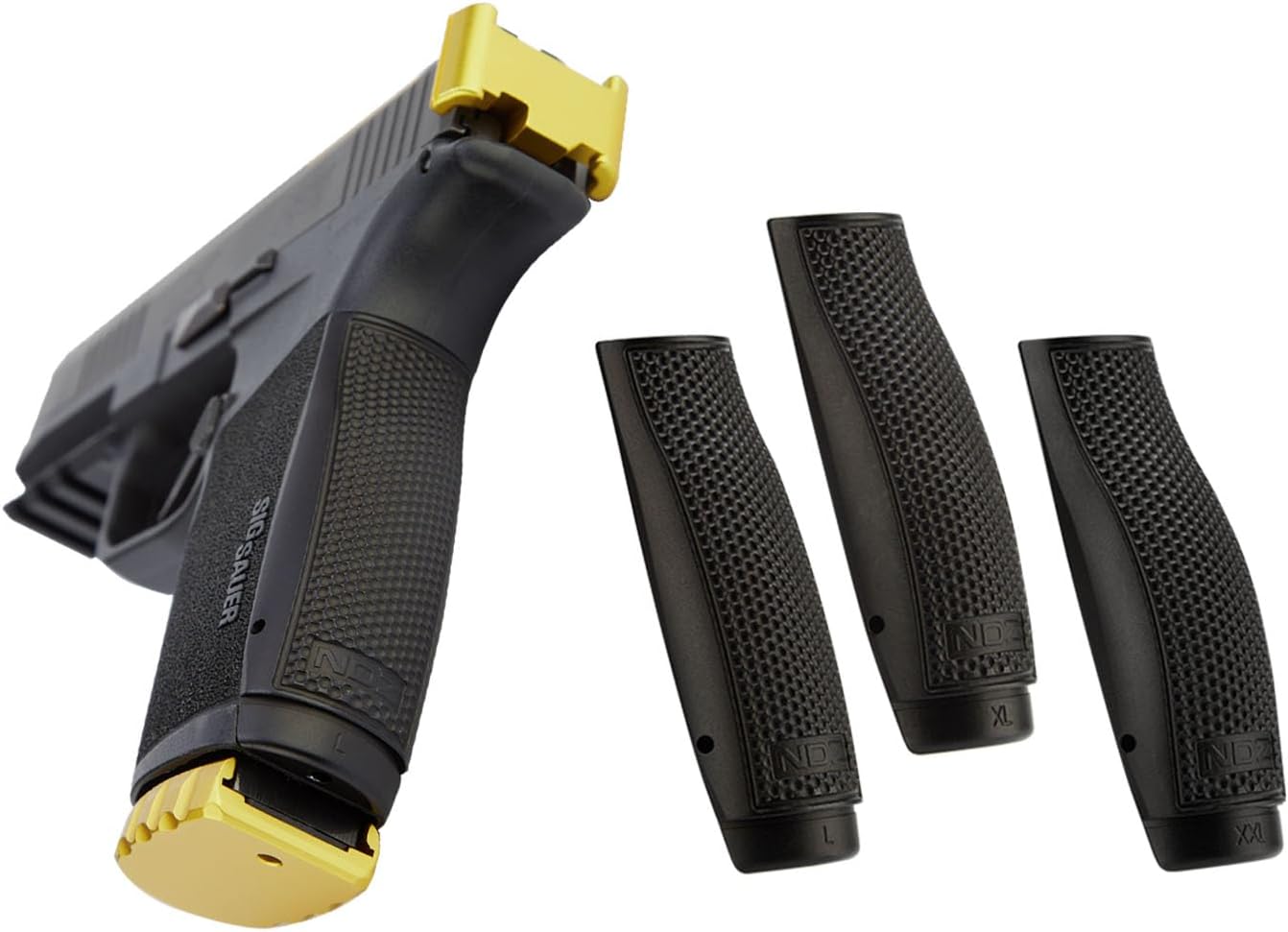 NDZ Performance Aluminum Backstraps for Sig P365 X Macro, 3 Sizes with Engraved Designs and Black Granulate Grip Insert, Made in The USA, Single Pack - Choose Size & Style