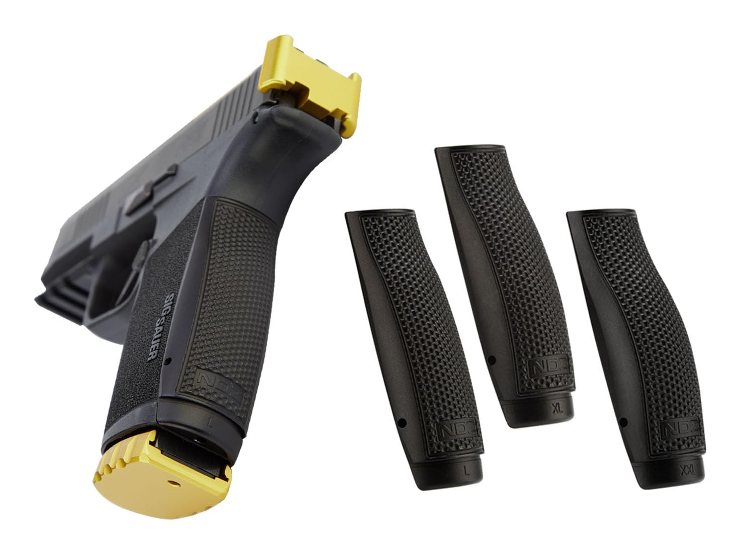 NDZ Performance Aluminum Backstraps for Sig P365 X Macro, 3 Sizes with Engraved Designs and Black Granulate Grip Insert, Made in The USA, Single Pack - Choose Size & Style