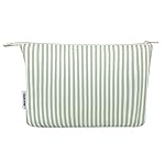 Narwey Small Striped Makeup Bag for Purse Travel Makeup Pouch Cosmetic Bag Zipper Pouch Bags for Women (Mint Green Stripe)