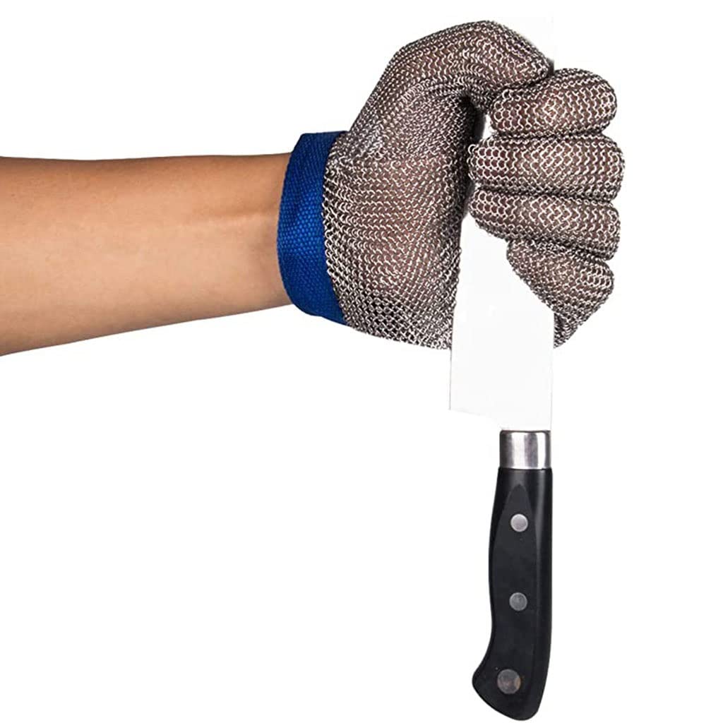 Guantes Resistentes al Corte de Acero Inoxidable Ajustables, Guantes de Trabajo de Seguridad de Malla metálica (Size : 1pcs/XL)