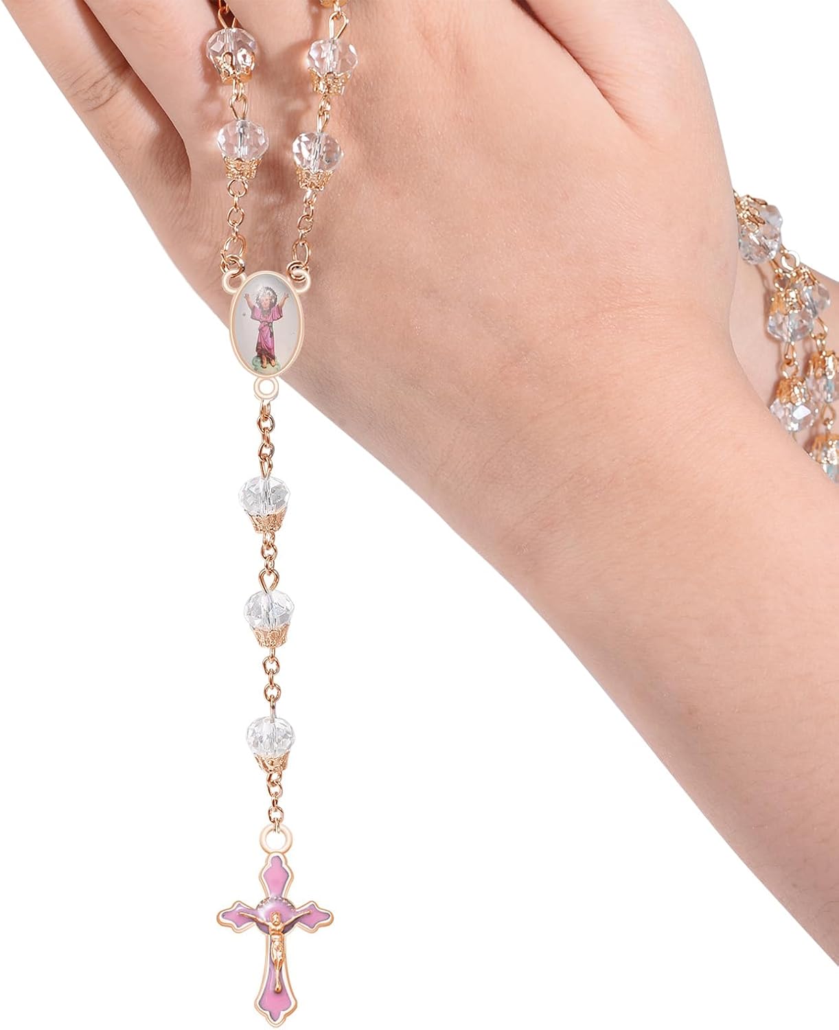 60Pcs/30Set Rosary Making Kits Supplies Religion Cross and Center Medal Charms Alloy Picture Jesus Enamel Pendant for Diy Prayer Necklace Jewelry - Image 3