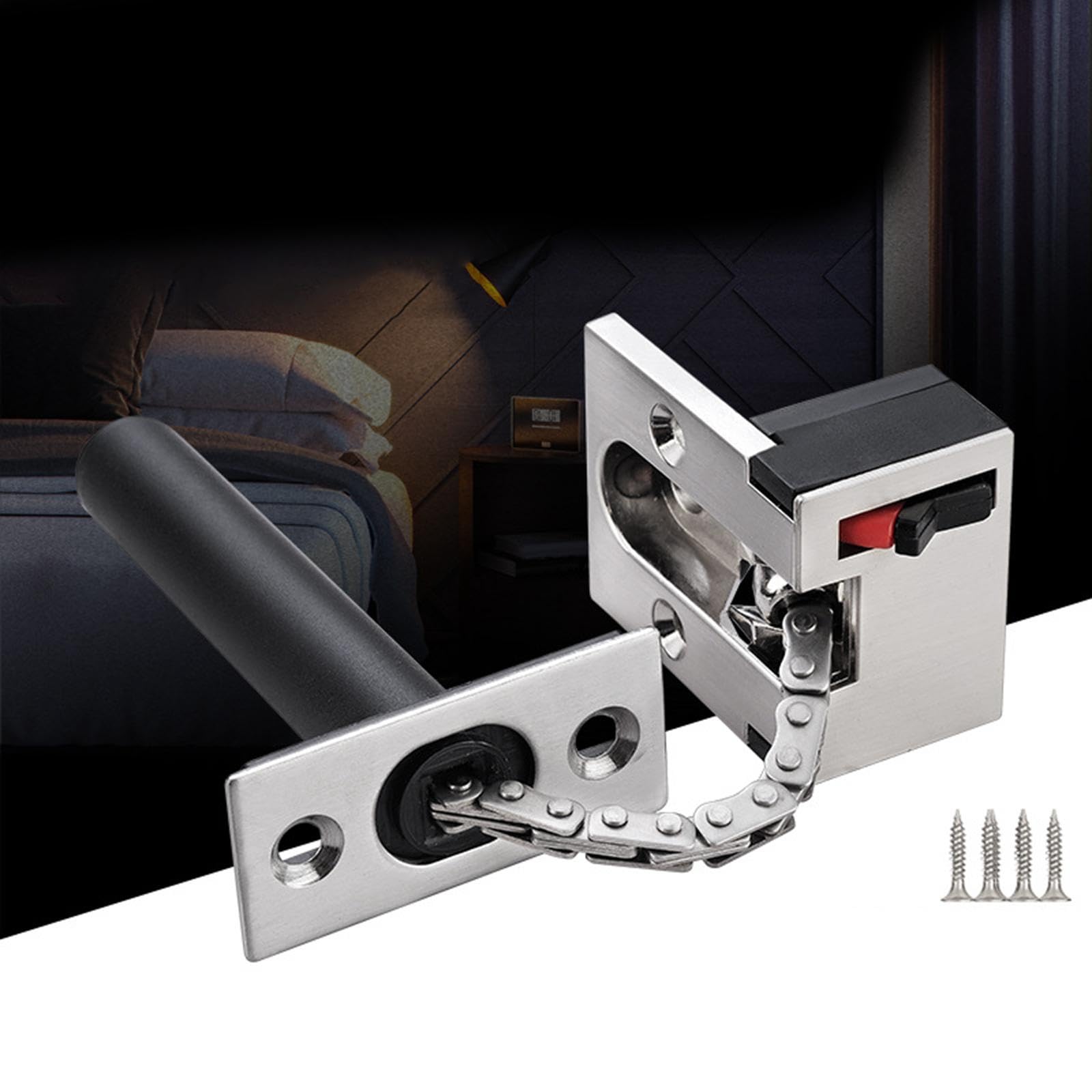Set di 5 serrature a catena per cancelli e cancelli, anti-rubato, con catenella a pressione, per porte color argento