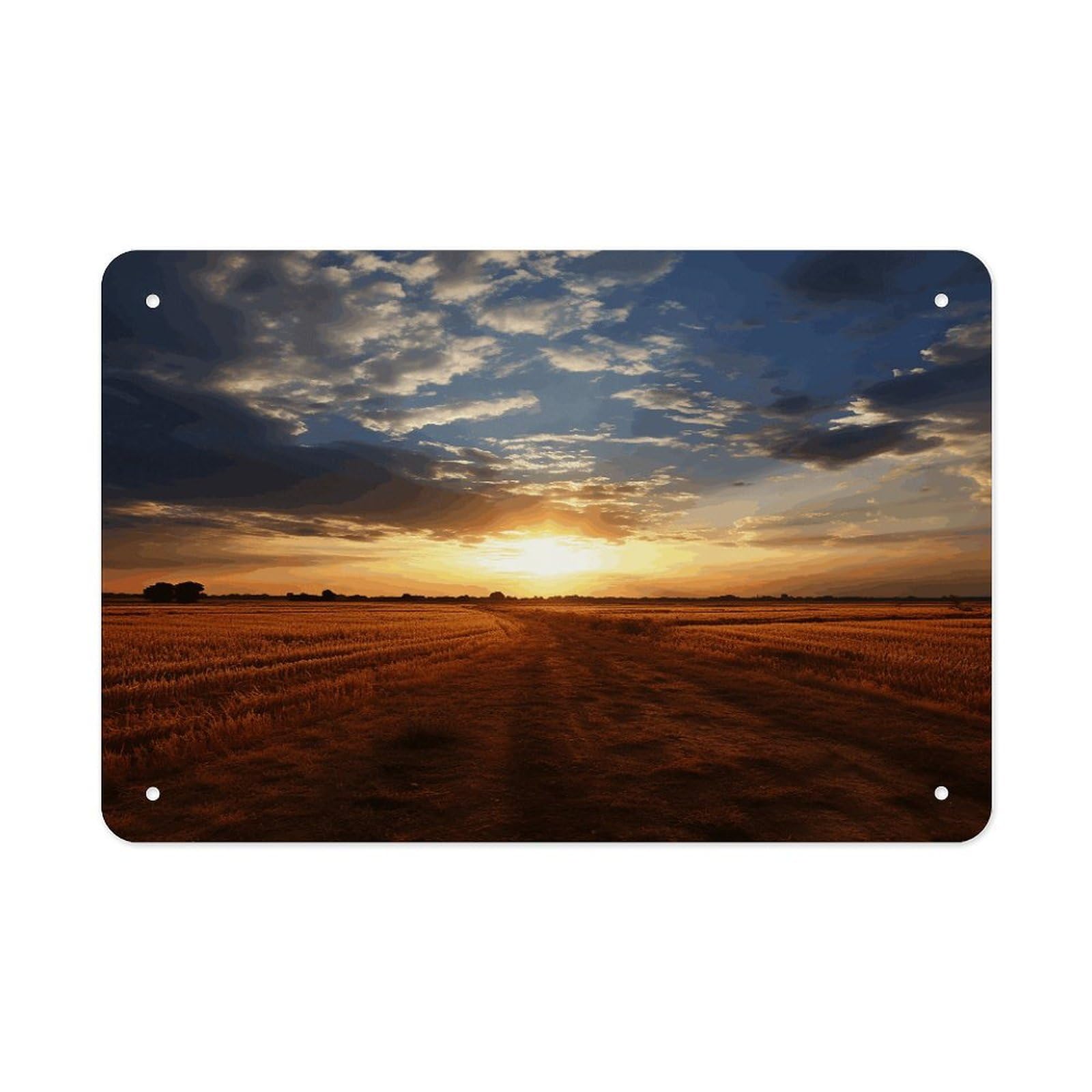Fodpand Style Field Sunrise Wall Art Metal Signs Tin Sign