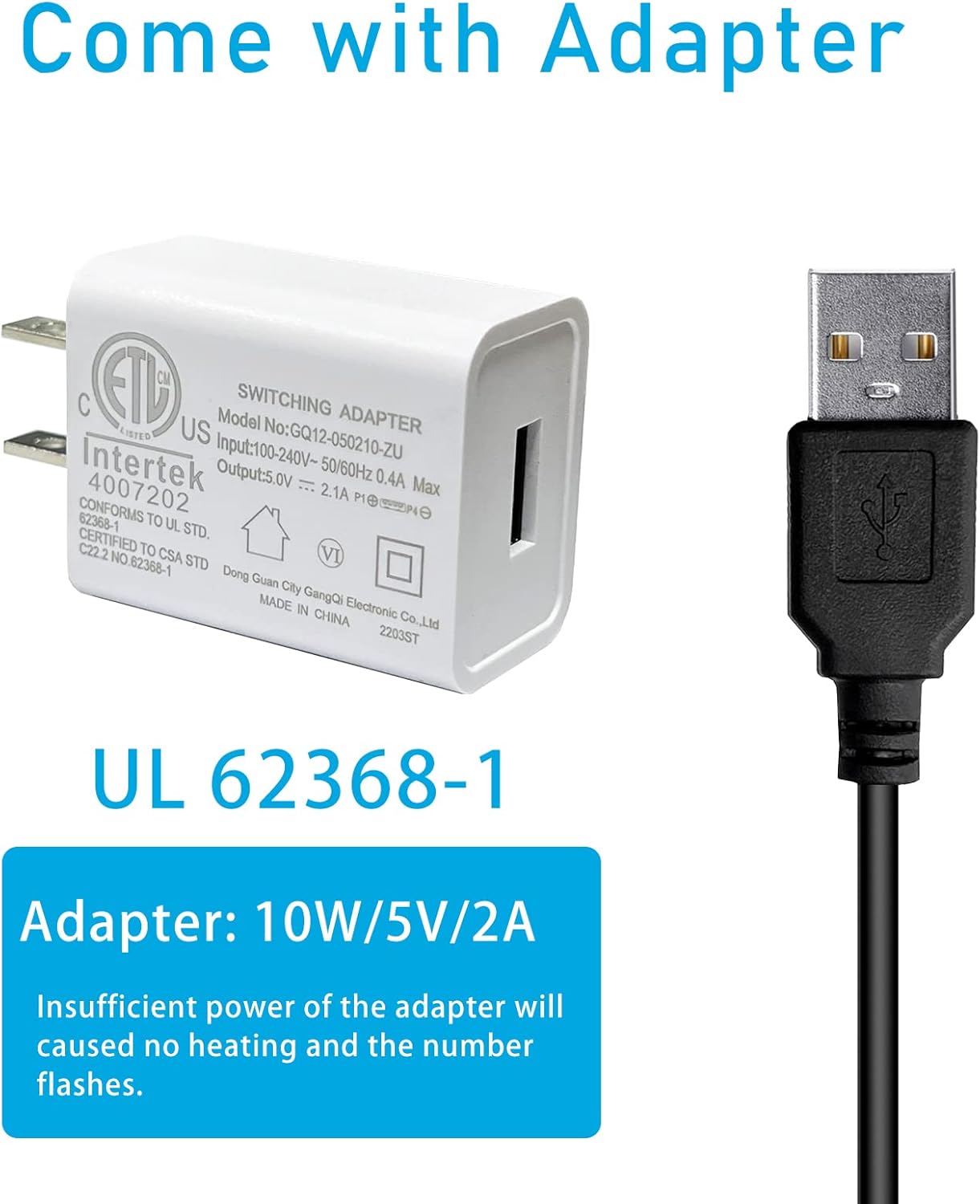YukiHalu USB Powered Aquarium Heater, 10W Adjustable Mini Fish Tank Heater with External Temperature Controller, LED Display, Used for 0.5-1 Gallon Tank (10W USB Adapter)
