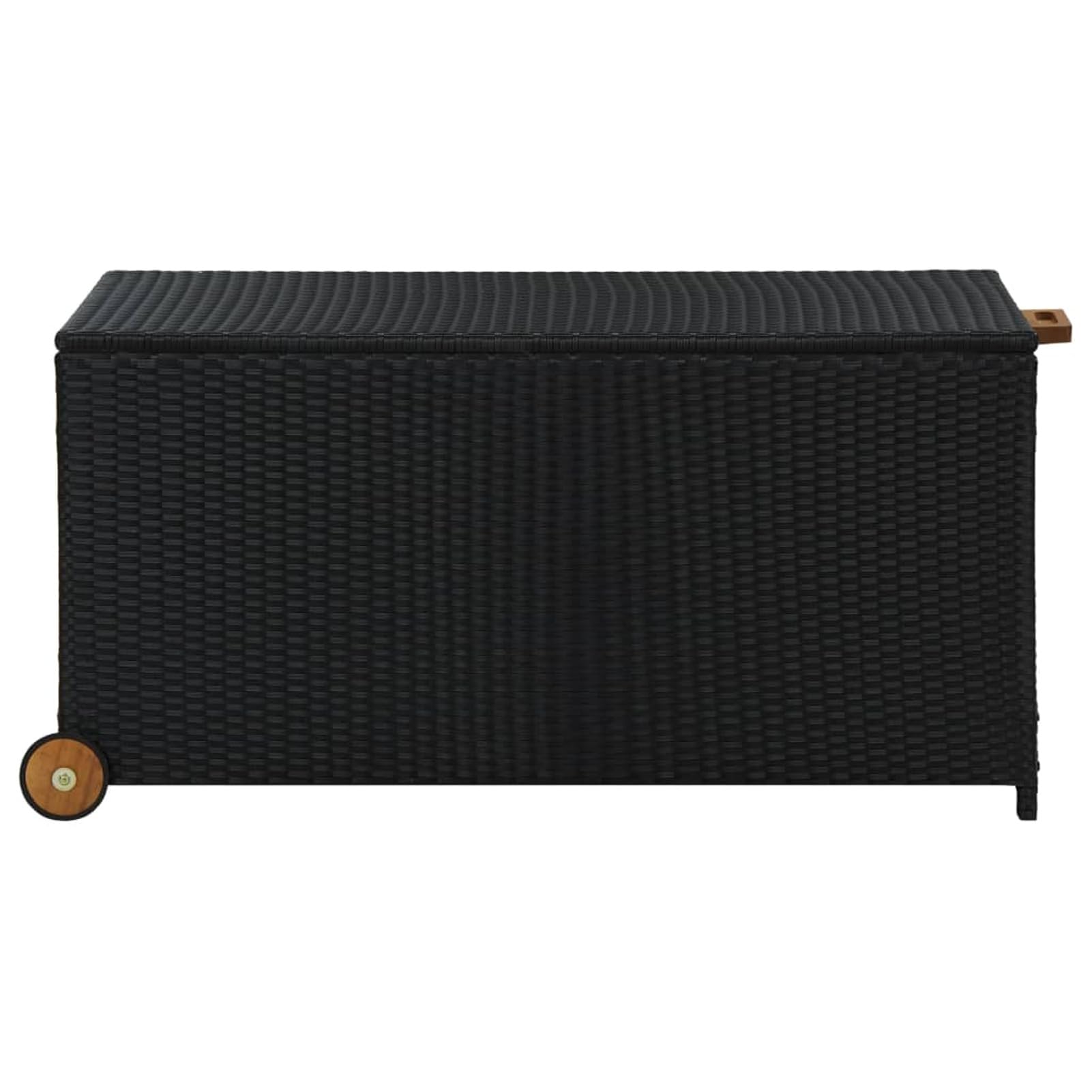 Homgoday Szafka ogrodowa czarna 120 x 65 x 61 cm polirattan, skrzynia do przechowywania na zewnątrz, meble ogrodowe na zewnątrz dekoracja