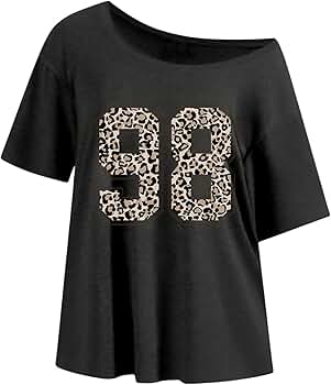 Verdusa Women's Off Shoulder Leopard Print Tee Shirt