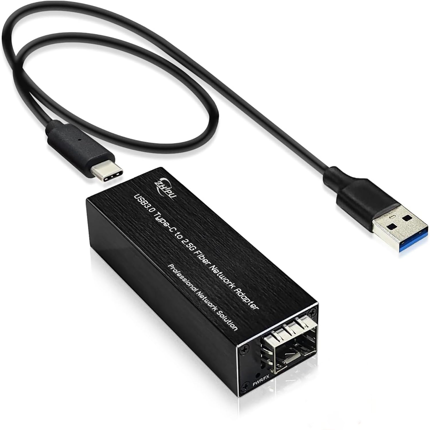 Adaptador de red de fibra óptica Mini USB C a 2.5G, USB3.0 tipo C 5V a 2.5G Base-X SFP, compatible con Windows/Linux, para portátil/PC/Tablet