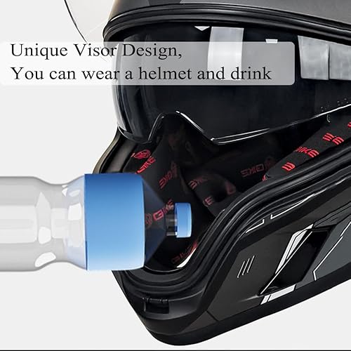 Miniatura 4 de Cascos de cara completa para hombre, color negro, para motocicleta, Street Bike Racing ATV con visera única, casco ligero retro de motocicleta