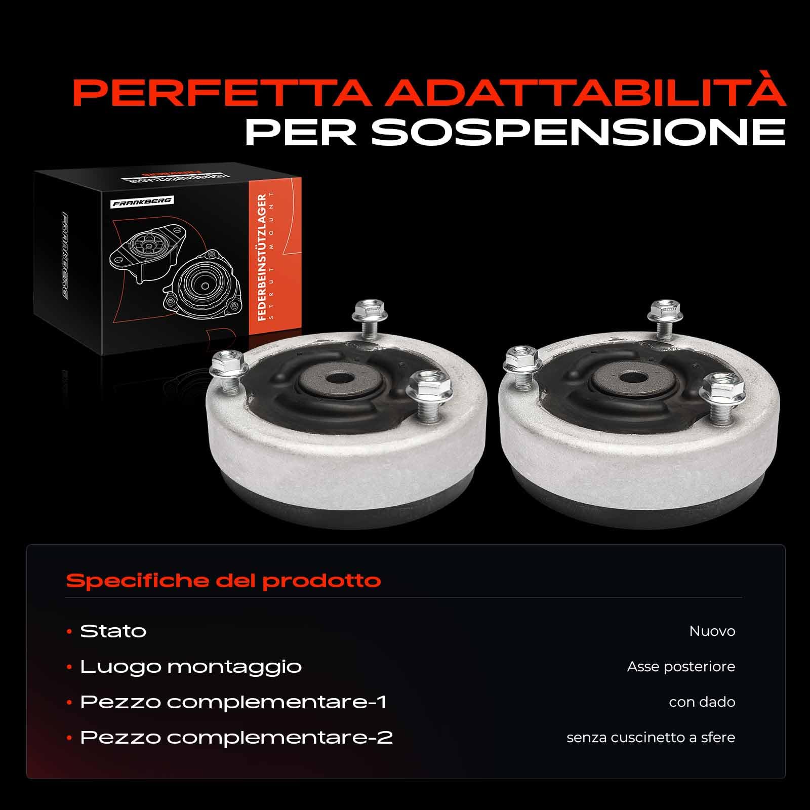 Frankberg 2x Cuscinetto a cupola Cuscinetto di supporto ammortizzatore Posteriore Compatibile con Serie 5 E60 Serie 7 E65 E66 E67 Serie 6 E63 Replace# 33526779611