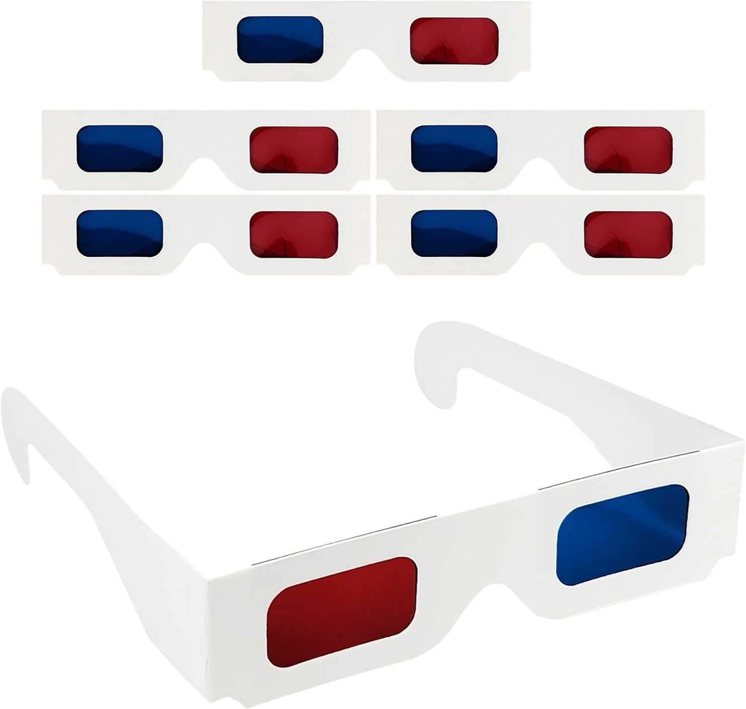 12 Pack 3D Paper Glasses for Movies, Red and Blue Anaglyph Cardboard Glasses for Movies Films-Folded in Protective Sleeve (12)