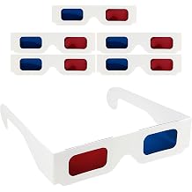 5 Pack 3D Paper Glasses, Red and Blue Anaglyph Cardboard Glasses for Movies Films-Folded in Protective Sleeve 5