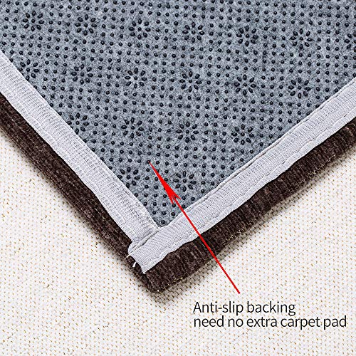 AMIDA 2.3'x9' Hallway Runner Non Slip Backing Machine Washable Brown and Beige Striped Gabbeh - Flat Weave - Non Shedding - Dog Friendly - Easy Care - Soft and Thin - 2.3'x8.9' Kitchen Runner Rug