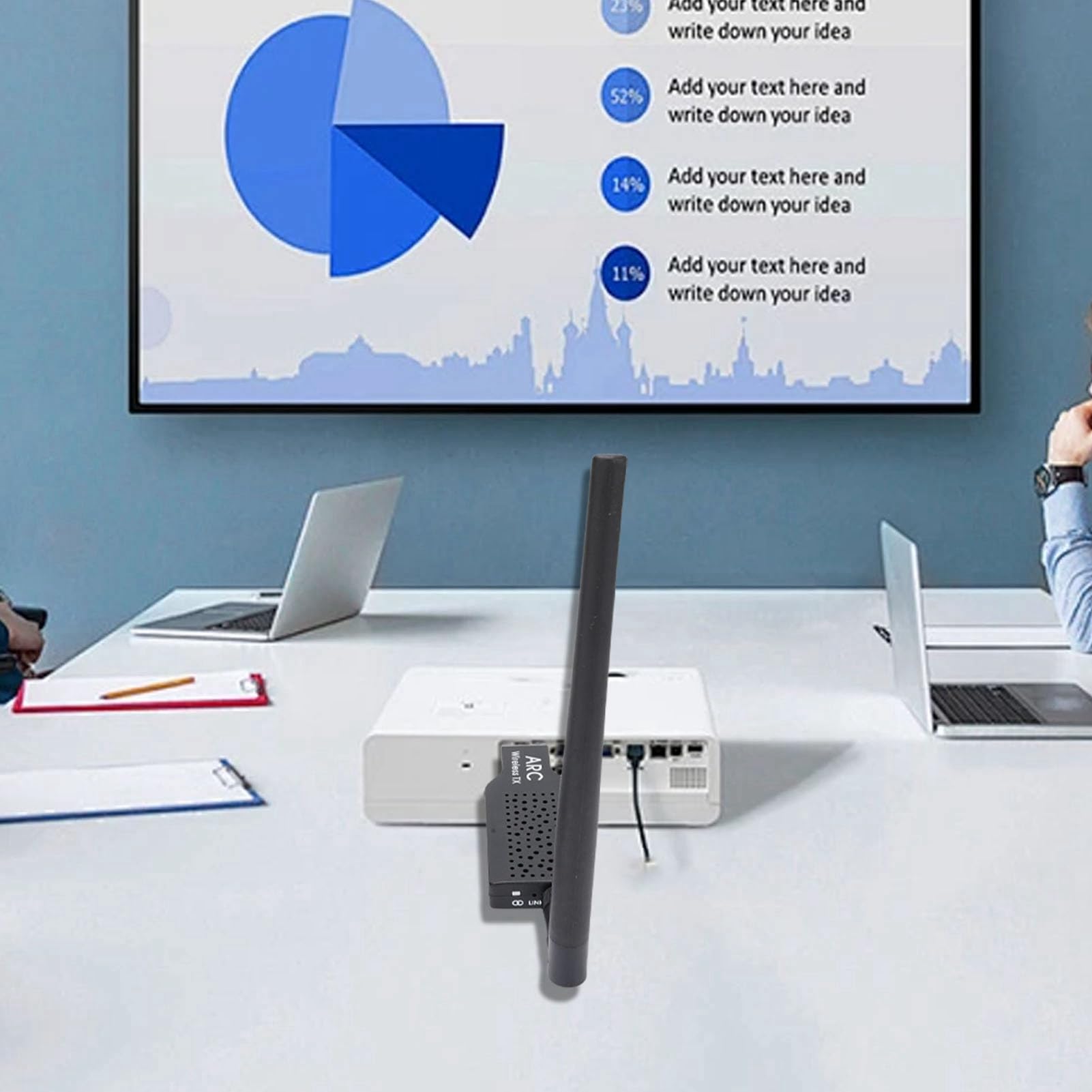 Annadue Bezprzewodowy Nadajnik i Odbiornik ARC HDMI 164 Stopy/50m Bezprzewodowy Zestaw Przedłużaczy HDMI, Plug & Play 2.4G, dla Telewizorów Dźwiękowych, Wzmacniacze, Wzmacniacze,
