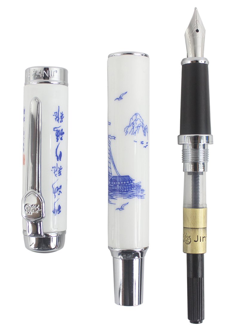 Amazon | 高級万年筆Jinhao950青と書道と白の磁器、ボートミディアム