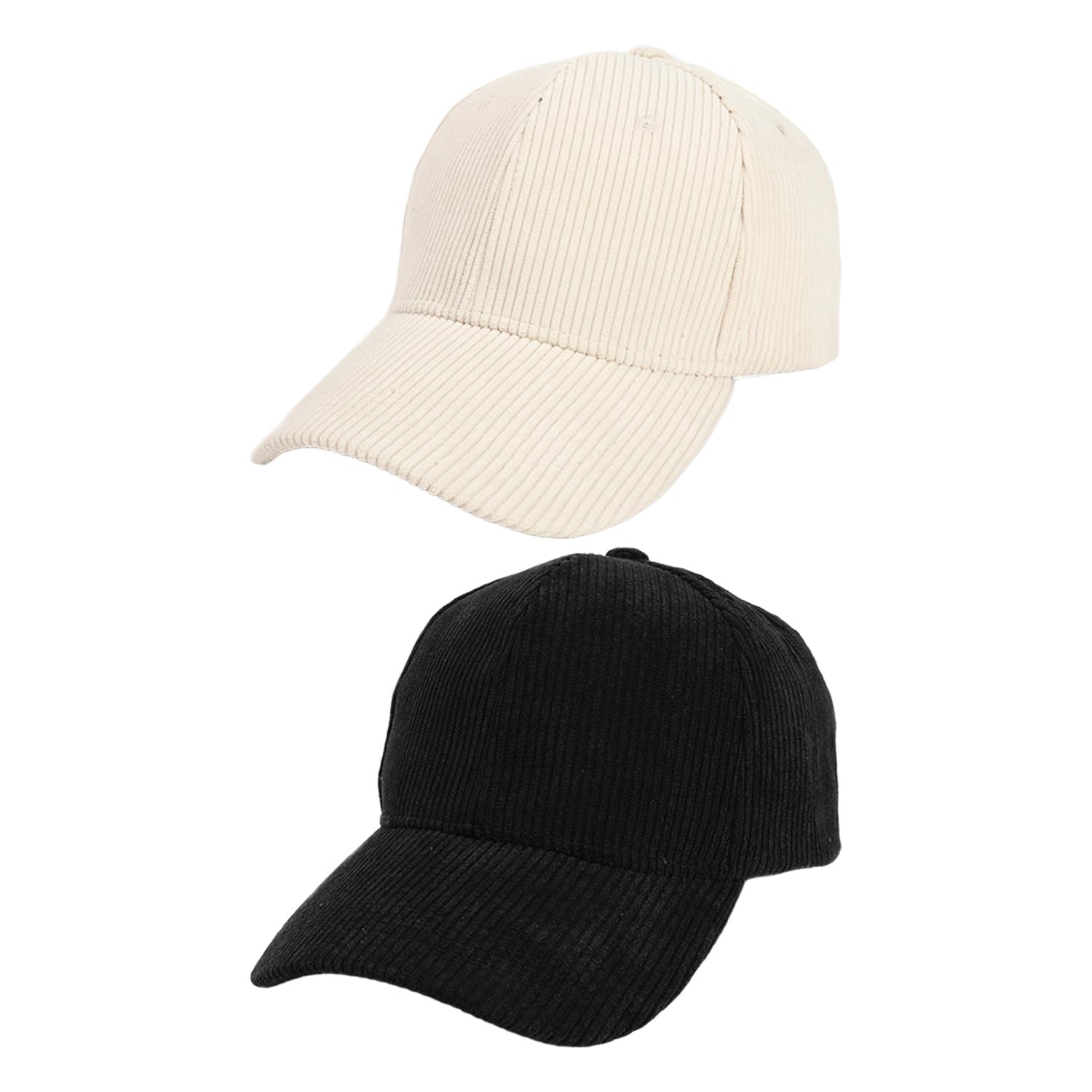 Maxquu Unisex Beige 2 Pieces Corduroy Baseball Cap, Trendy Baseball Cap, Sun Protection And Breathable Sports Cap, Warm Dome Cap, Travel Supplies (, Black).
