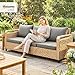 Outsunny Outdoor Patio Couch with Wide and Deep Seat, 3 Seater Wicker Outdoor Sofa with Wide Metal Armrests, Patio Furniture Couch with Cushions for Porch, Garden, Backyard, Gray