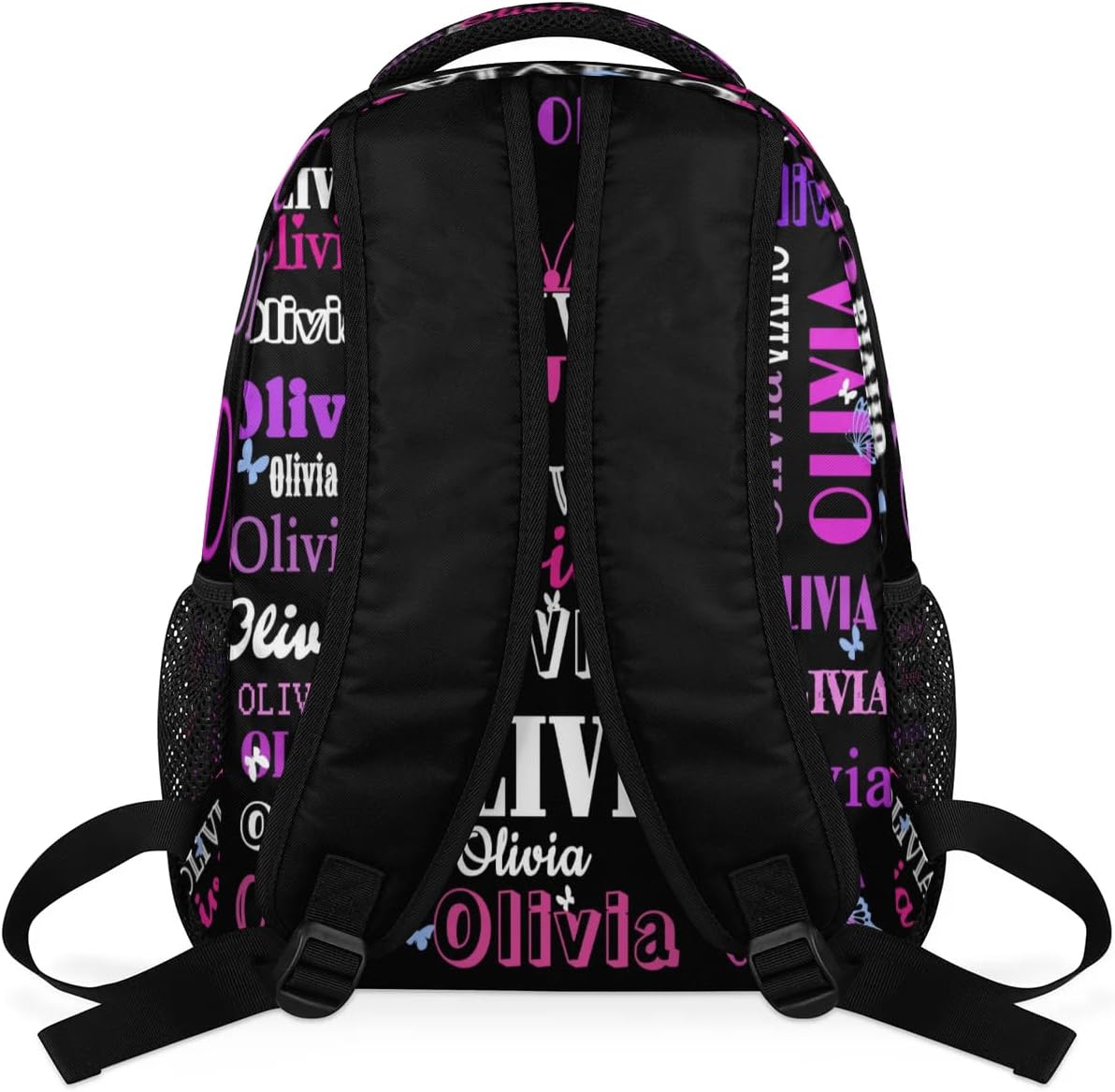 Personalized Backpack with Name Waterproof Bag for Birthday Holiday Gift Colorful Name and Butterflies for Women
