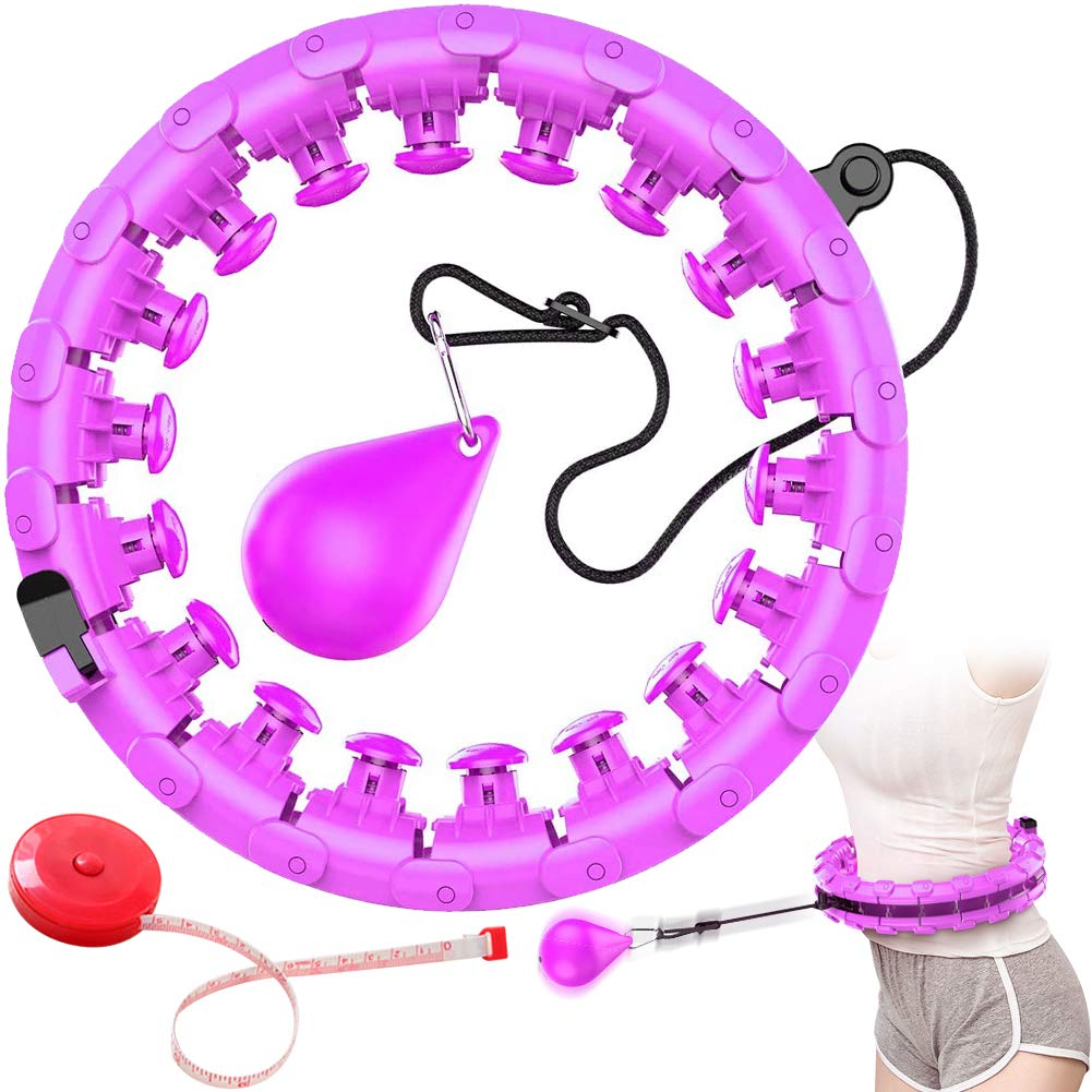 HINATAASmart Hula Hoop, Tire Massage Hula Hoop Does Not Drop Yoga Hula Hoop, Adjustable24 Knots Hula Hoops Fitness with 360°Massage Head, Thin Waist and Abdomen for Home Beginner Kids Women