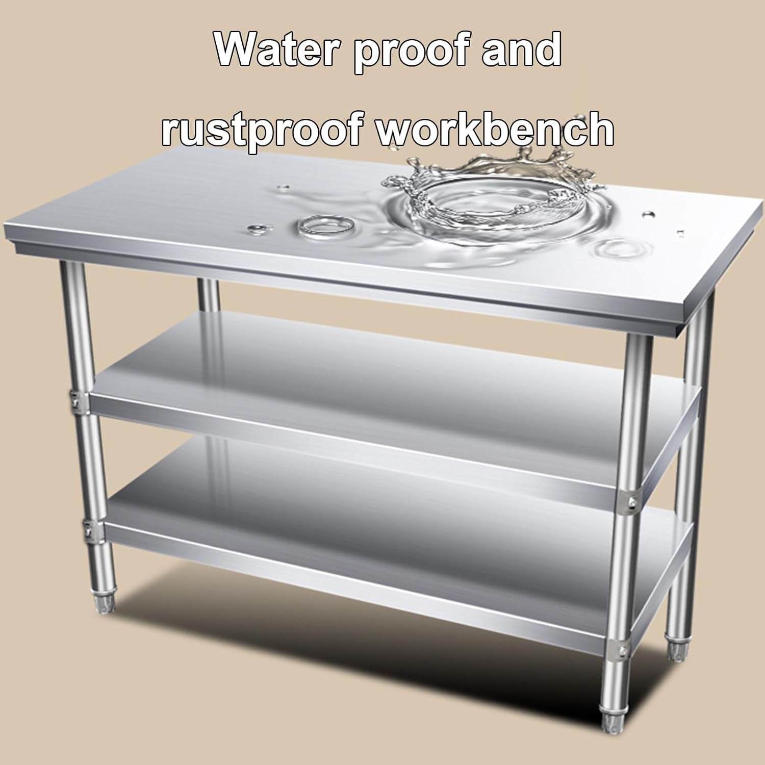 Triple Workbench Kitchen Prep Table Metal Table for Commercial Home Use Packing Table Large Storage Storage Rack Multifunctional Workbench for a Wide Range of Applications