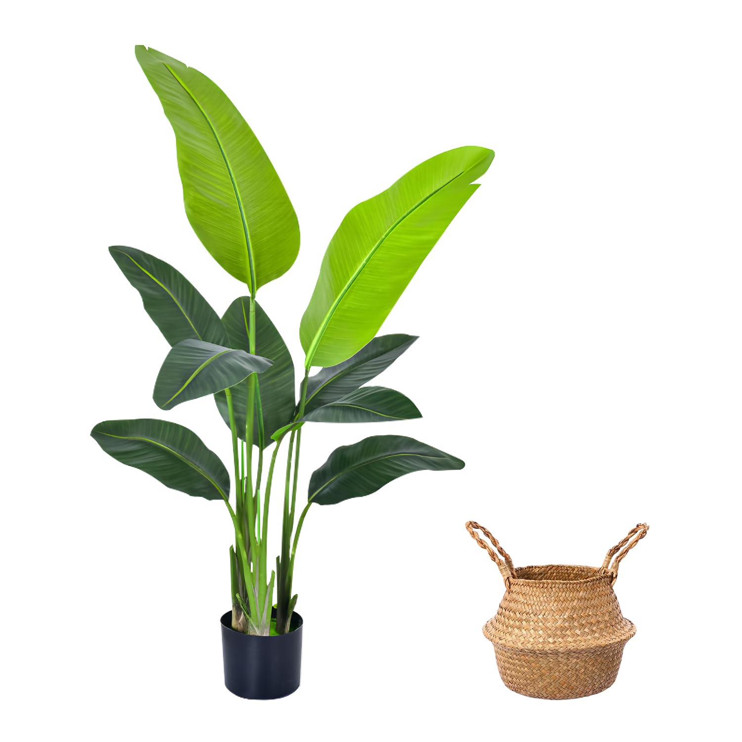 Plantes artificielles en pot avec 9 feuilles en pot pour intérieur, extérieur, maison, salon, bureau, jardin 120 cm