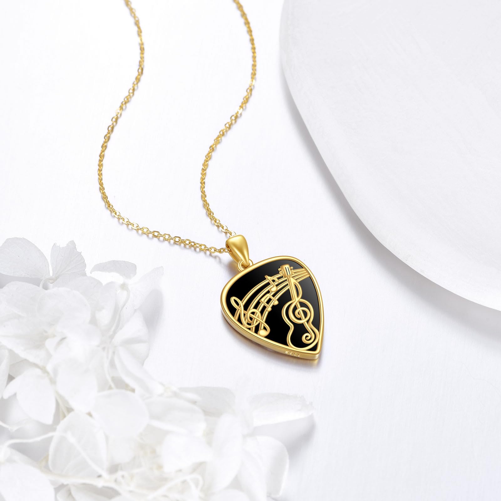 ONEFINITY Guitar Pick Necklace 925 Sterling Silver Guitar Pick Pendant Music Jewelry Gifts For Women - Image 3