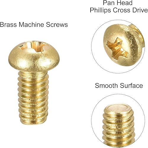 Miniatura 4 de uxcell Tornillos de máquina de latón, pernos de sujeción de cabeza plana Phillips M4x8mm para muebles, equipos de oficina, electrónica, 12 unidades