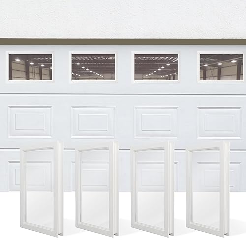 NeatiEase 4 Pcs Garage Door Windows, Replacement Vinyl Windows Inserts