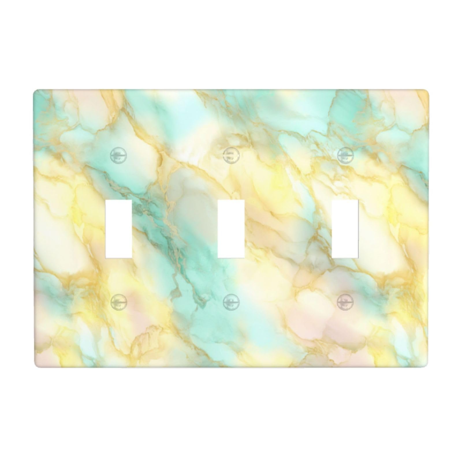 Woshuwo White Pastel Yellow Blue Marble Light Switch Covers 3 Gang Triple Toggle Wall Plate Switchplate Electrical Faceplate For Bathroom Kitchen Bedroom Decor