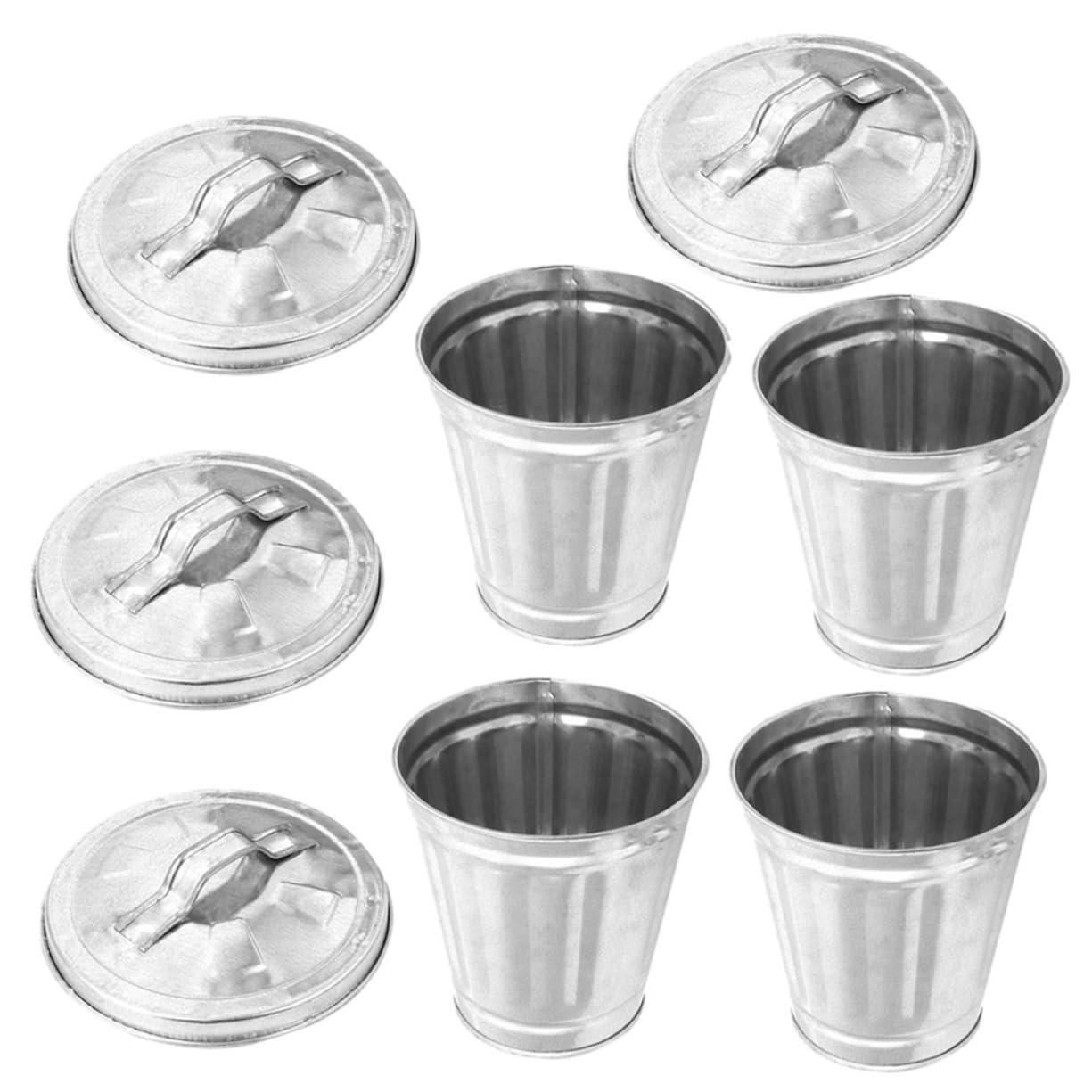 Ipetboom 4pcs Mini Desktop Garbage Bins Multi Functional Iron Rubbish Containers for Office Dorm Home Storage Compact Trash Cans for Desk Organization and Sundries