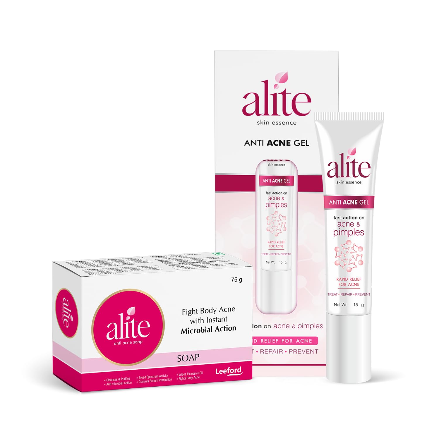 Alite Anti-Acne Face & Body Care Kit | Anti Acne Gel + Soap | With Tea Tree Oil, Vitamin E & Aloe Vera | Controls Oil, Reduces Pimples, Clears Pores | For Men & Women | All Skin Types | Daily Use