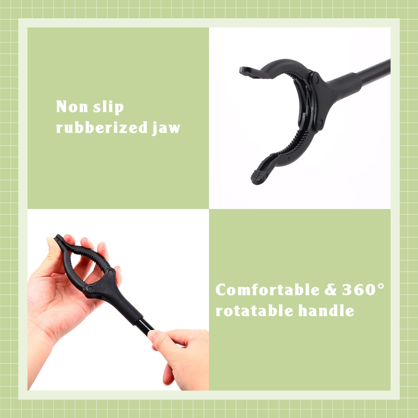 Norme Greifzange für ältere Menschen, 80 cm langer Griff, Greifzange für ältere Menschen, leicht, handlich, rutschfest, Krallengreifer für Armverlängerung, um 360° drehbarer Pickup-Stick, 6 Stück