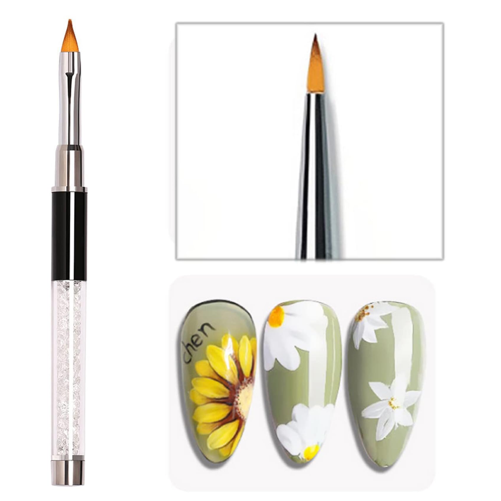 Pinceles para Uñas Decoracion, (5 Piezas) Arte de Uñas, Pincel uñas Acrilicas de UV Gel para Decoración de uña, DIY Nail Art Designs, Negro