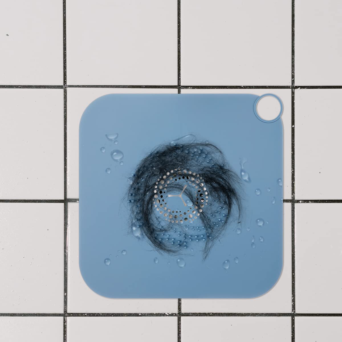 Silicone Shower Drain Hair Catcher - Hair Drain Catcher, Shower Hair Stopper Hair Catcher with Suction Cup(Blue) - Image 4