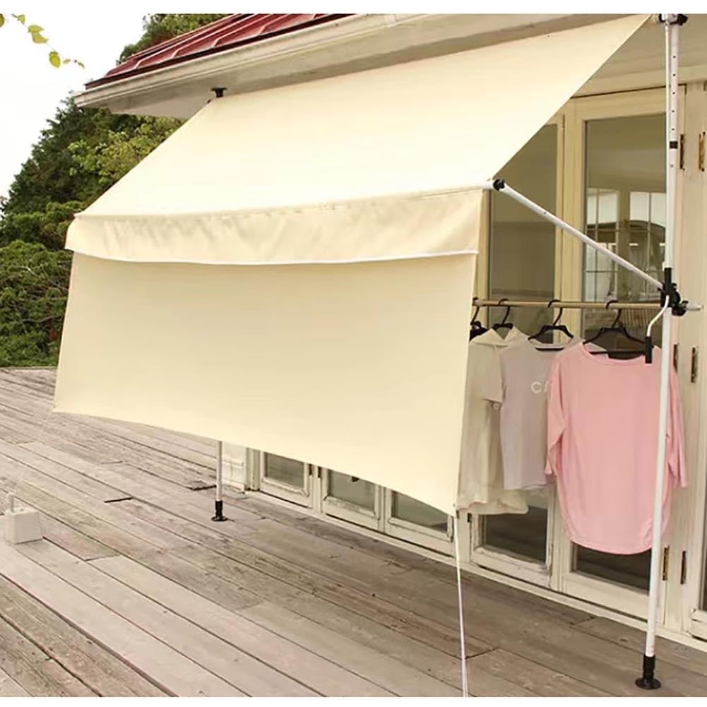 Zamiennik płótna do wysuwanej markizy 350 x 119 cm, odporny na promieniowanie UV, poliester, do użytku na zewnątrz, odporny na deszcz, do ogrodu i balkonu (brązowy, 450 x 120 cm)
