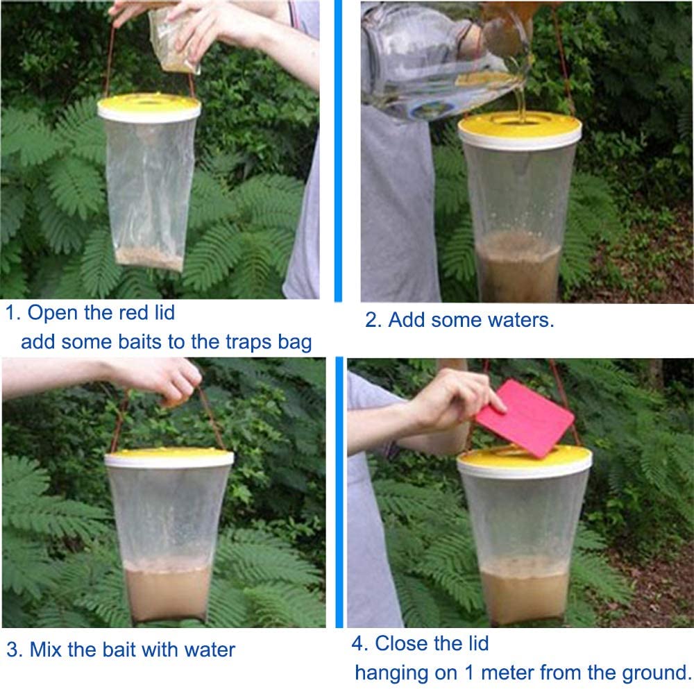 SHMIZZ Trappola per Mosche, 4 Pezzi Trappola per Antimosche Trappole Mosche da Appendere All'Aperto di Grande capacità Trappola Mosche Giardino per Cucin, Giardino, Casa