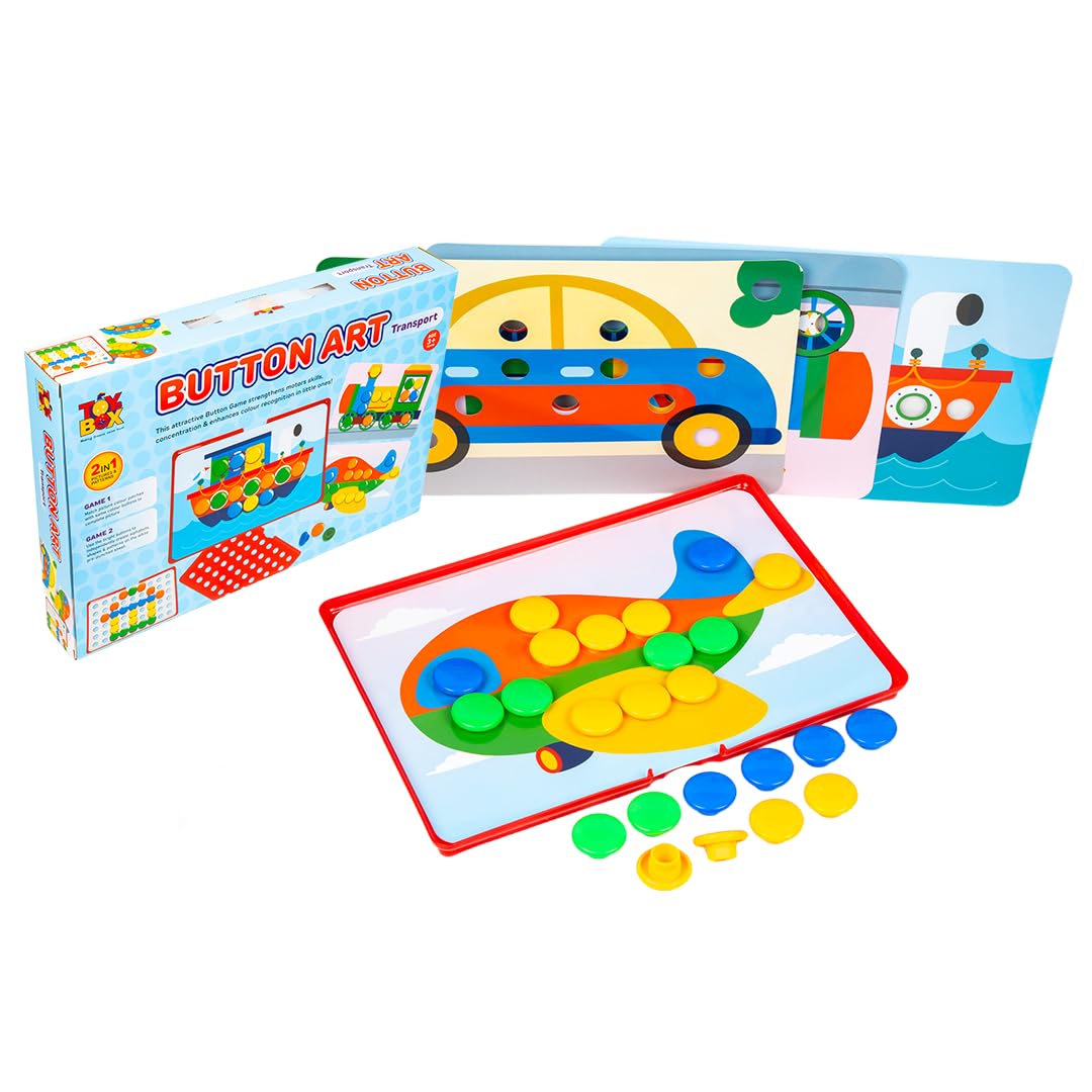 Button Art Transport, 2-in-1 Educational Learning Game Set with Color Matching and Pattern Creation Activities for Kids Ages 3+ Years-image-46